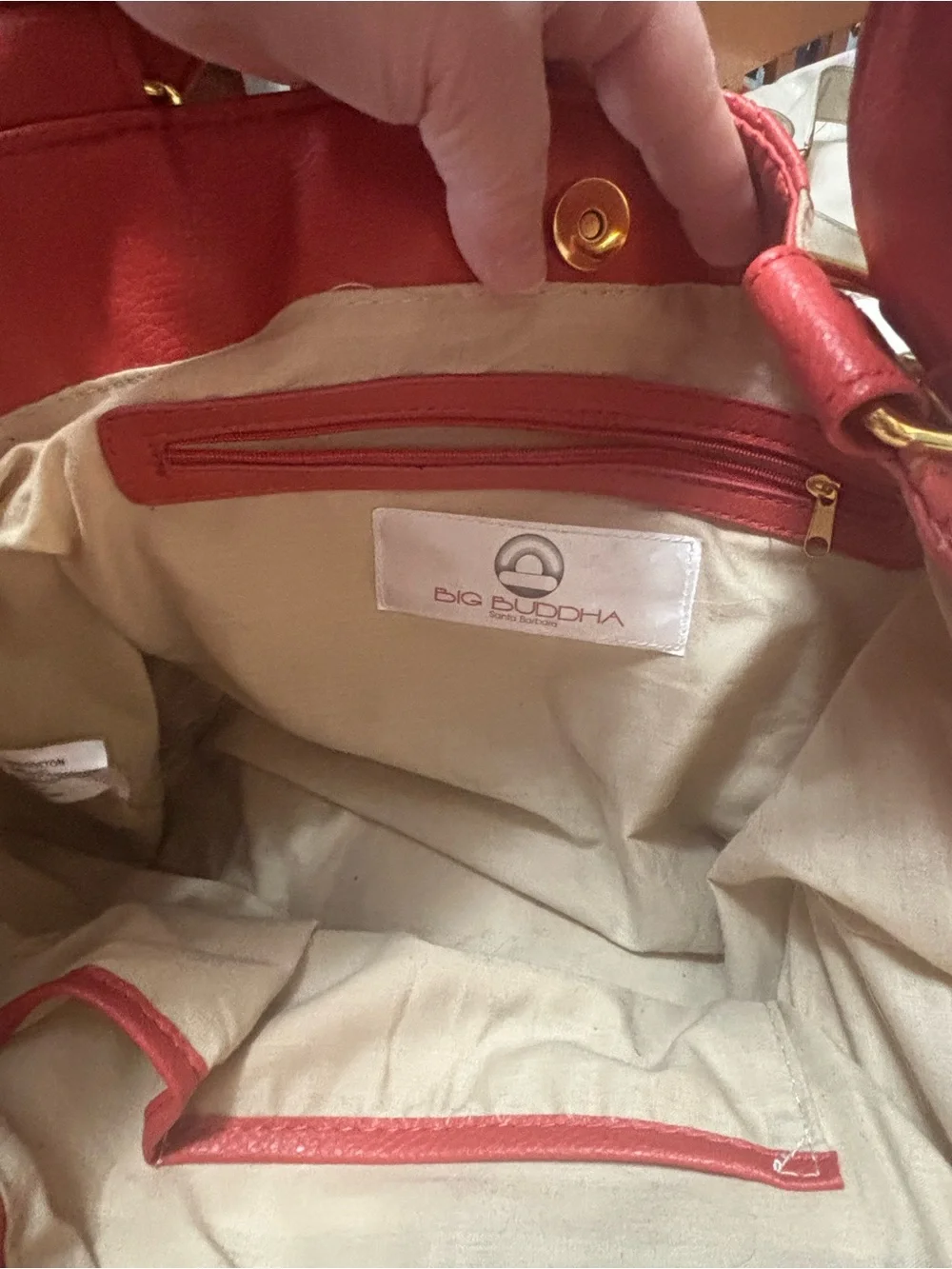 Big Buddha Coral and Cream Floral Appliqué Tote